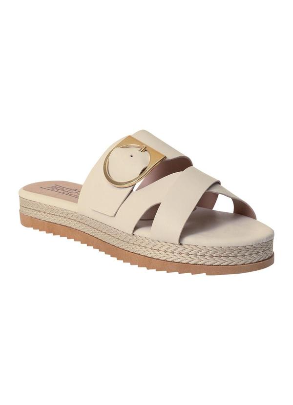 Tamanco Off White com Detalhe de Fivela Dourada