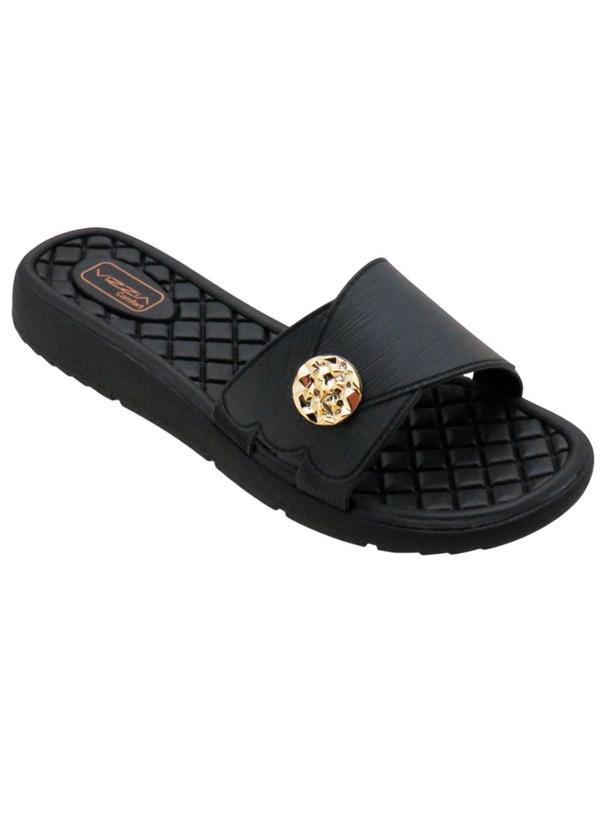 Tamanco Preto com Detalhe Dourado