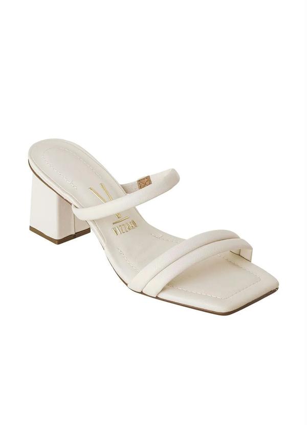 Tamanco Vizzano Off White Salto Quadrado