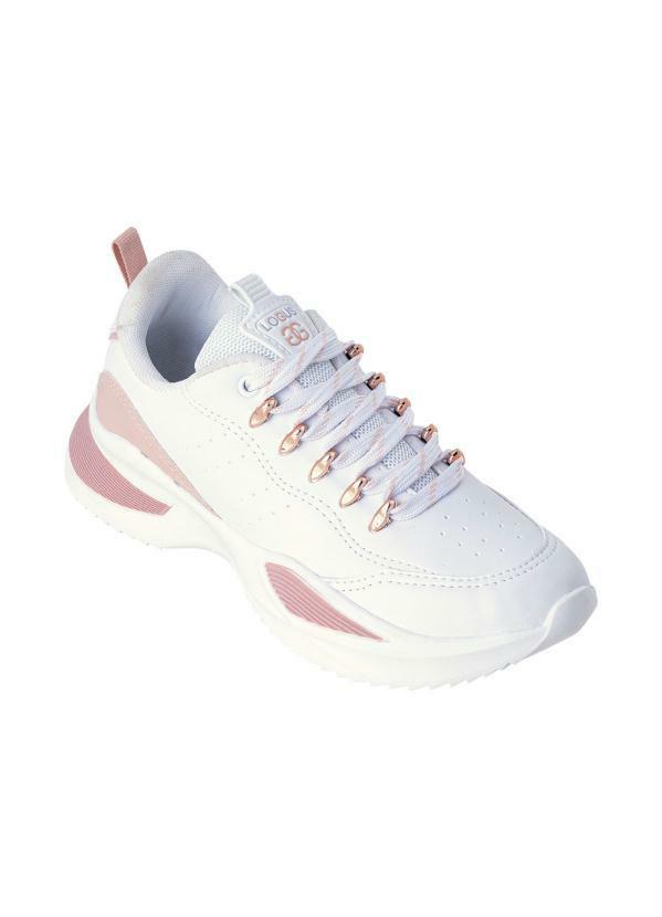 Tênis Branco com Adereços Rosa Ouro