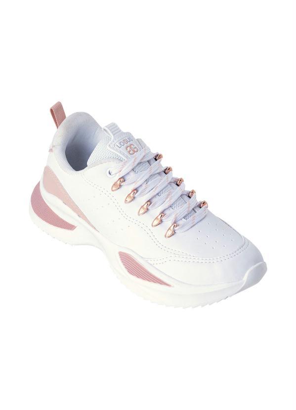 Tênis Branco com Adereços Rosa Ouro