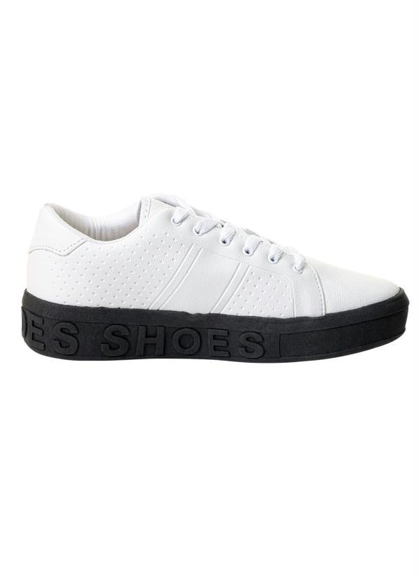 Tênis Casual Branco com Sola Preta