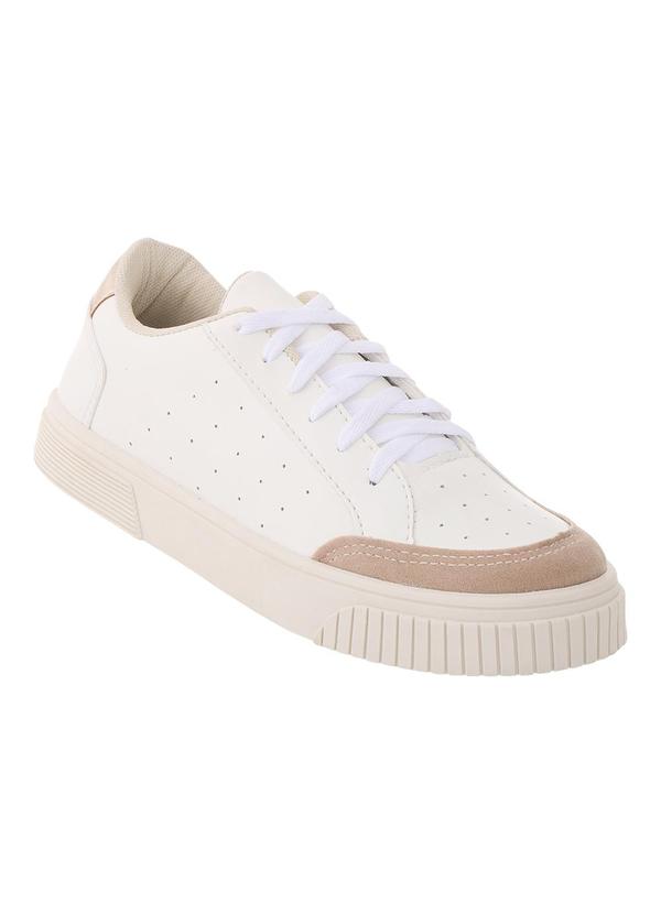 Tênis Casual Branco em Material Sintético