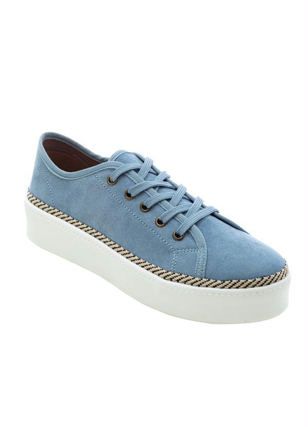 Tênis Casual Feminino Azul em Camurça