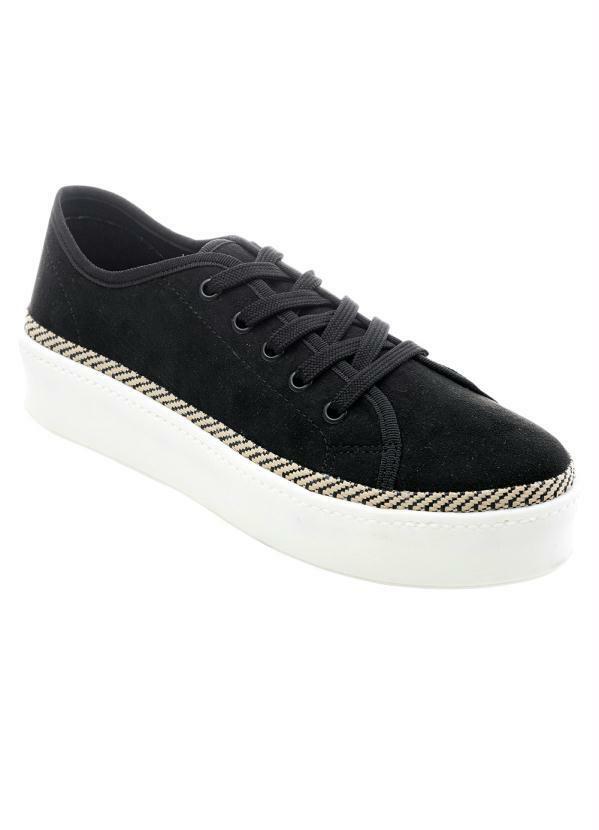 Tênis Casual Feminino Preto em Camurça