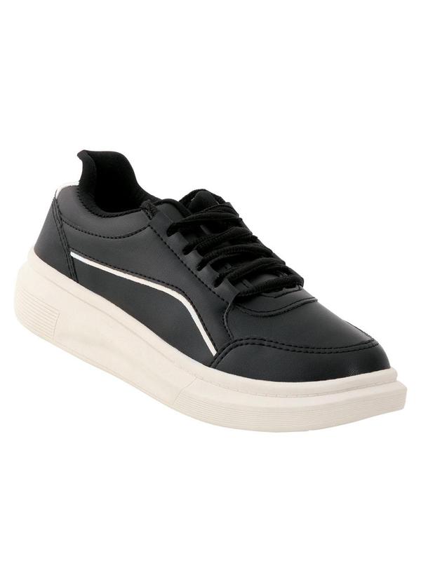 Tênis Casual Preto em Material Sintético