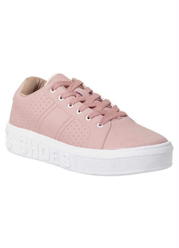 Tênis Casual Rosa em Sintético