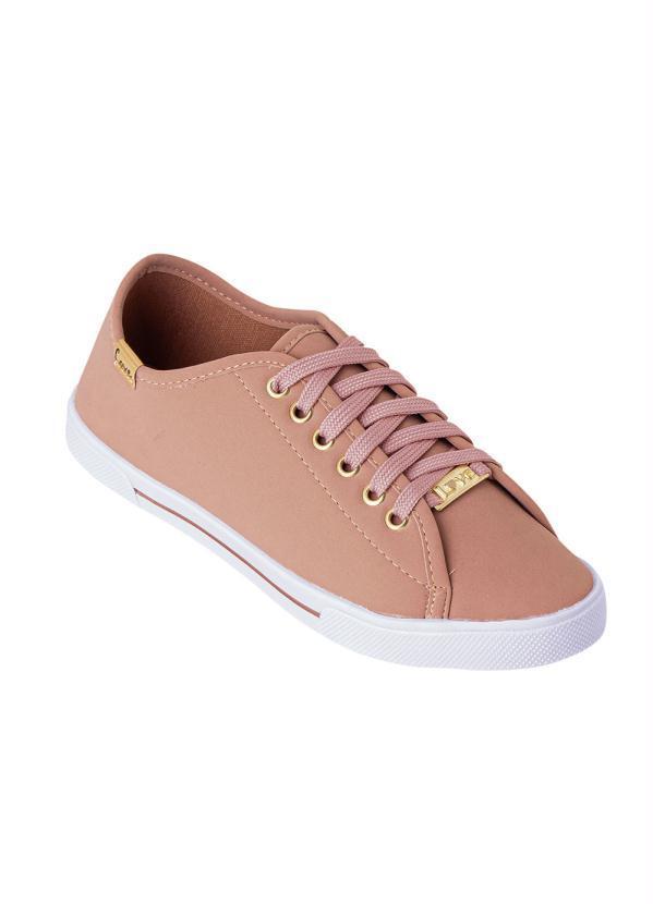 Vista 2 Tênis Nude com Detalhes Dourado Perfecta Perfecta