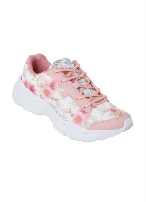Vista 2 Tênis Rosa em Tecido Estampado com Sintético Perfecta Perfecta