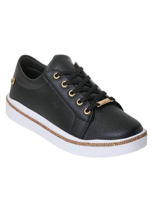 Tênis Casual Preto com Sintético Texturizado