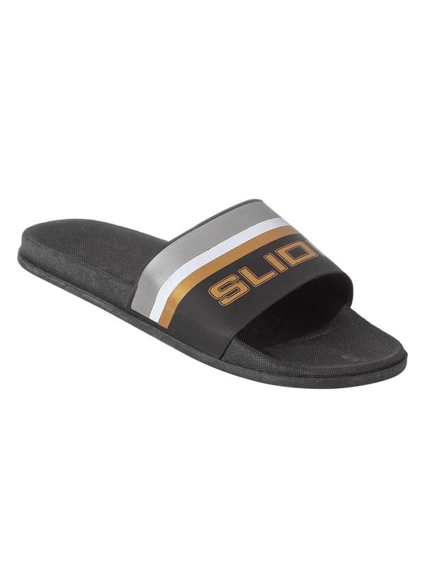 Vista 2 Chinelo Slide Dourado em Sintético Perfecta Perfecta