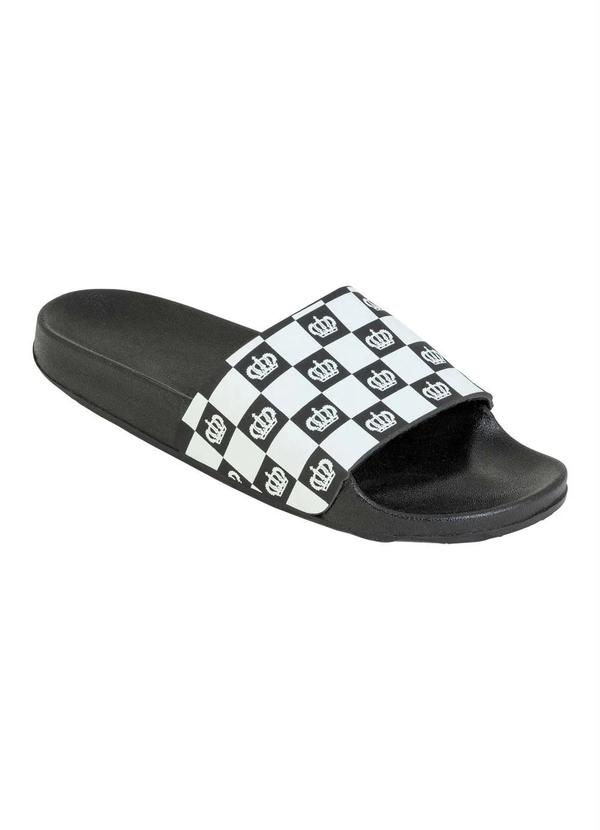 Vista 2 Chinelo Slide Masculino Preto com Estampa Perfecta Perfecta