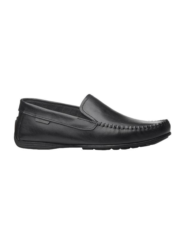 Mocassim Pegada Preto em Couro