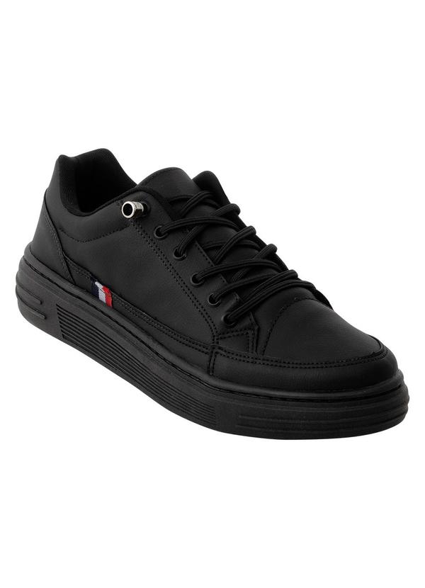 Tênis Casual Preto em Material Sintético