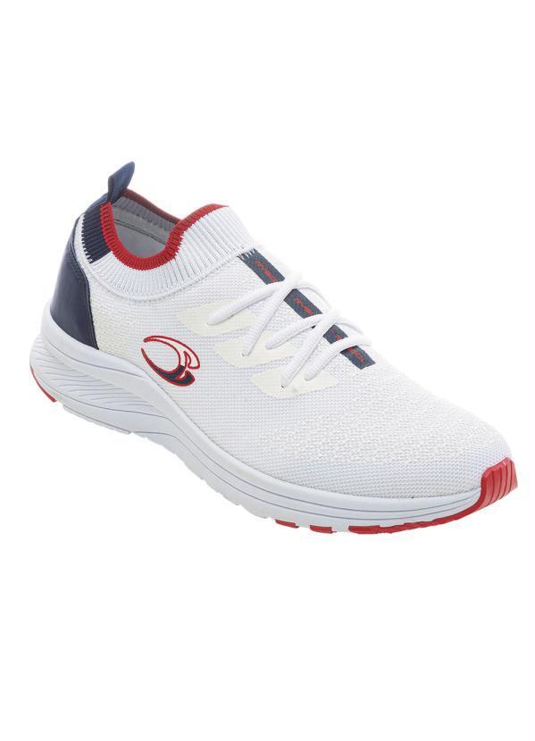 Tenis Esporte Branco e Marinho em Tecido