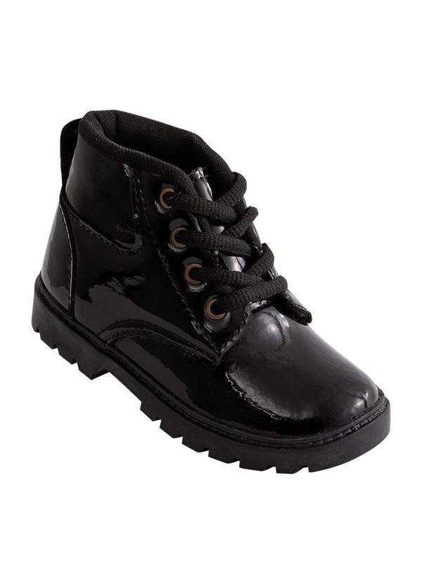 Bota Infantil Menina Preta em Verniz