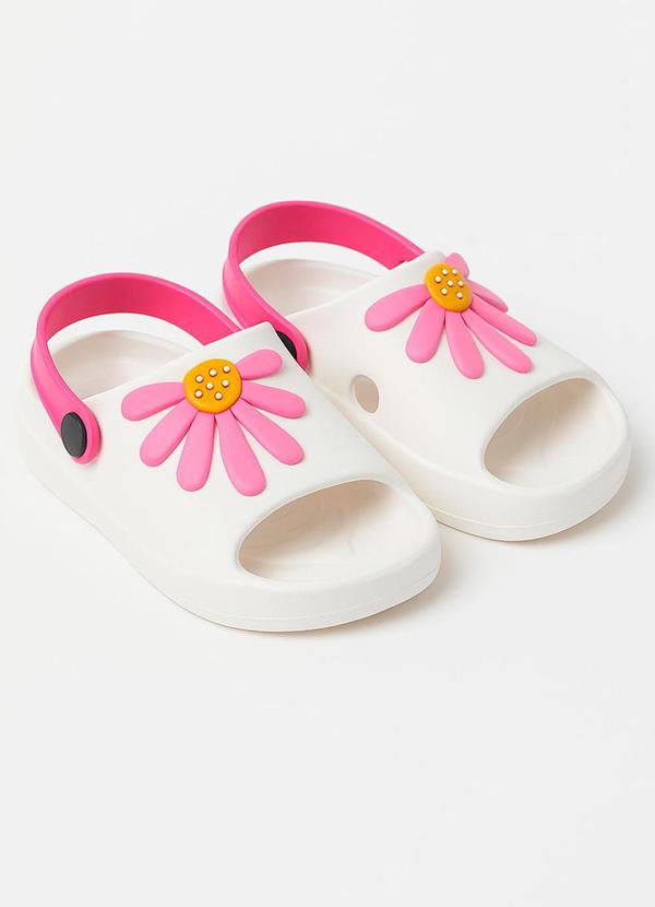 Chinelo Infantil com Tiras Flor Pink Off White