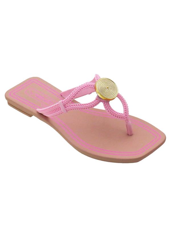 Chinelo Infantil Rosa com Adereço Dourado