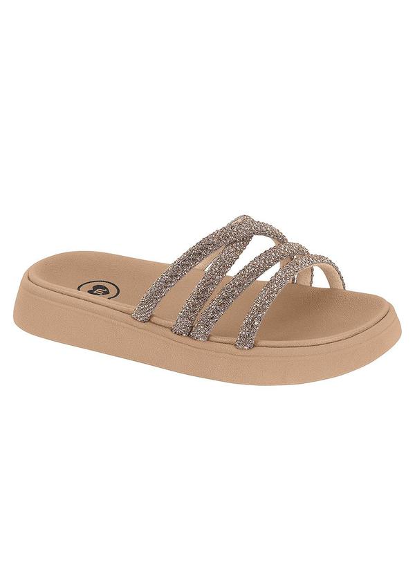 Chinelo Molekinha Ouro Rosa com Strass
