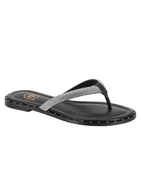 Chinelo Molekinha Preto com Strass