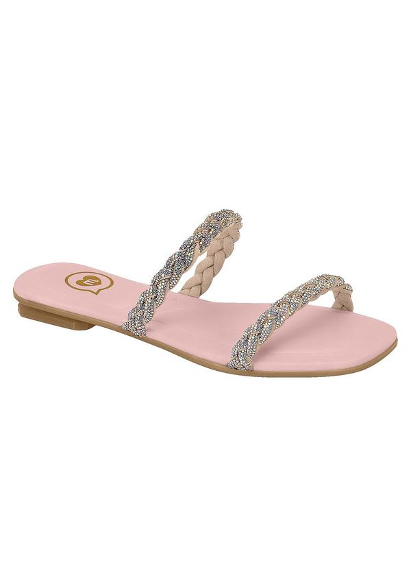 Rasteira Molekinha Rosa com Strass