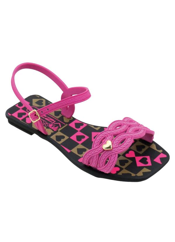 Sandália Infantil Rosa com Adereço Dourado