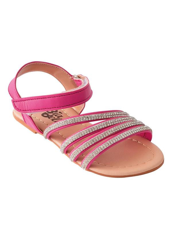 Vista 2 Sandália Infatil Rosa com Velcro e Strass Perfecta Perfecta