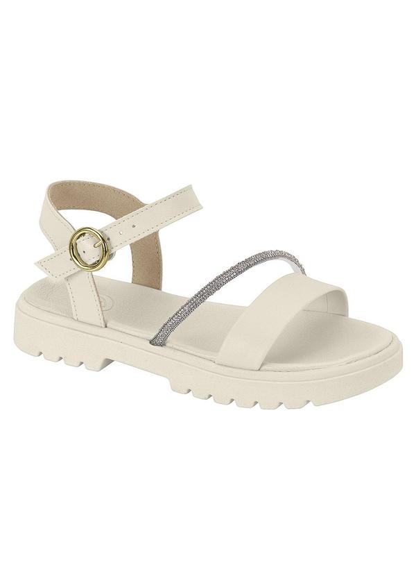 Sandália Molekinha Off White com Strass