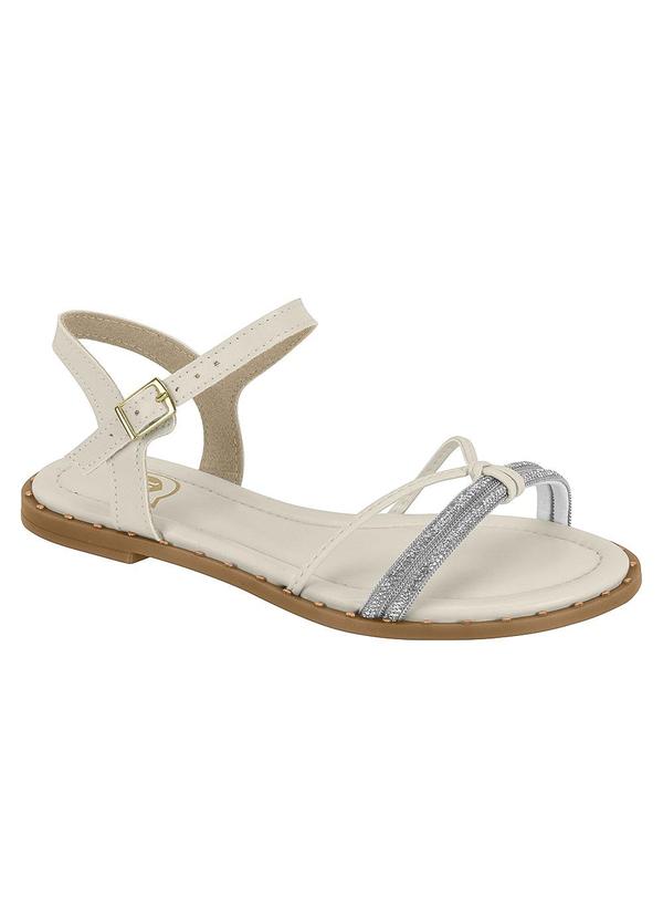 Sandália Molekinha Off White com Strass