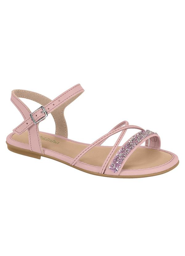 Sandália Molekinha Rosa com Strass