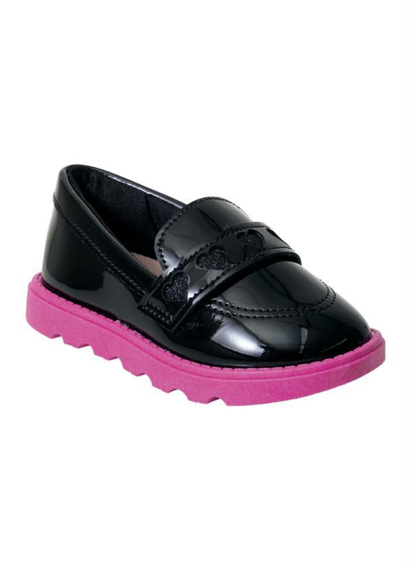 Mocassim Molekinha Preto em Verniz