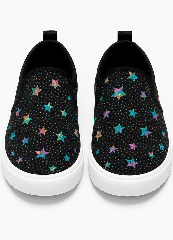 Tênis Calce Fácil Sublimado Estrelas Preto