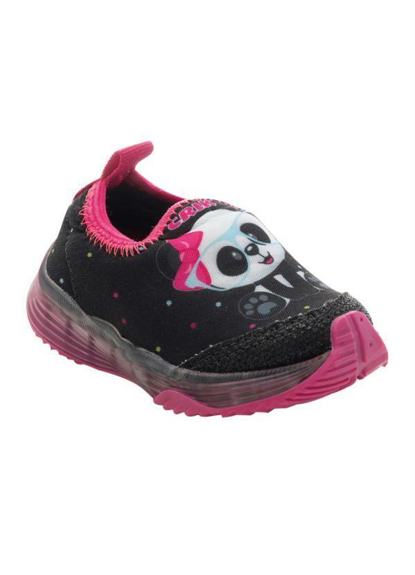 Vista 2 Tênis Infantil Menina Preto com Luzinha Perfecta Perfecta