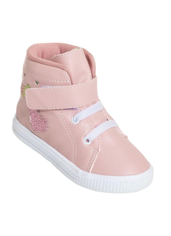 Vista 2 Tênis Infantil Rosa Cano Médio e Velcro Perfecta Perfecta