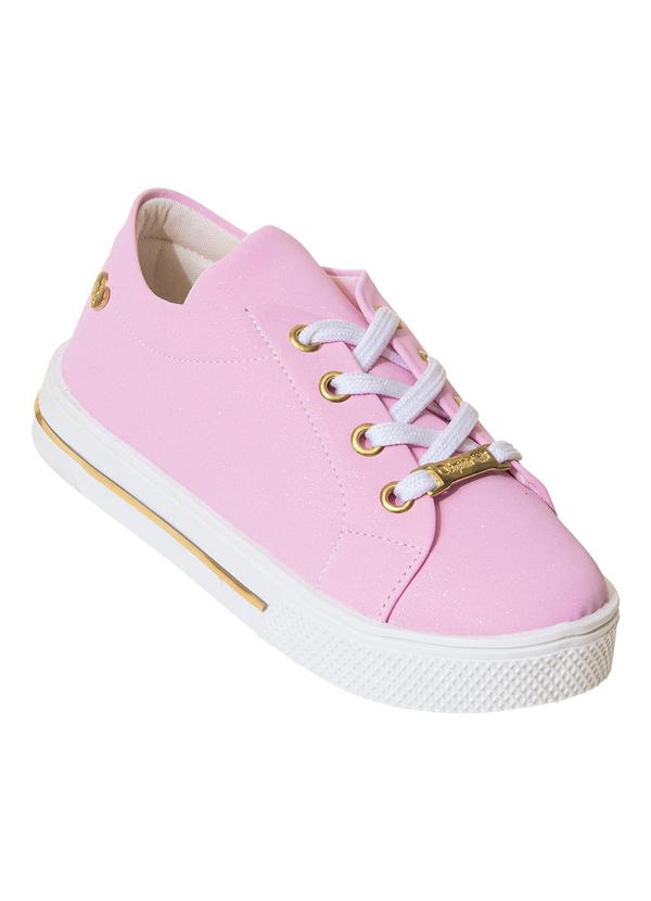 Tênis Infantil Rosa com Adereço Dourado
