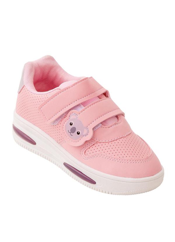 Vista 2 Tênis Infantil Rosa com Fechamento em Velcro Perfecta Perfecta