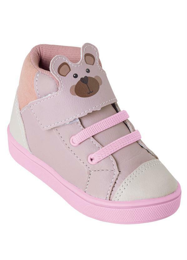 Vista 2 Tênis Infantil Rosa com Velcro Personalizado Perfecta Perfecta