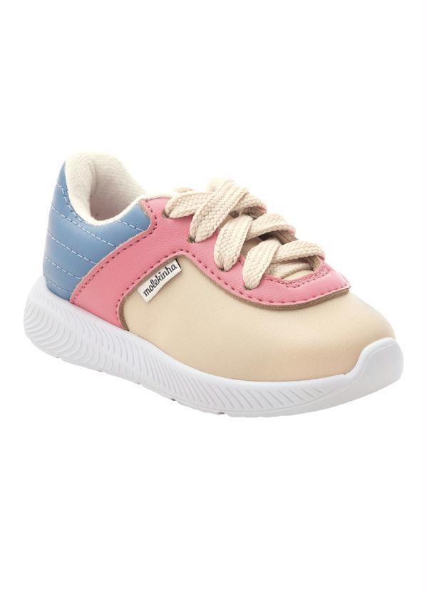 Vista 2 Tênis Molekinha Creme, Azul e Rosa em Sintético MOLEKINHA