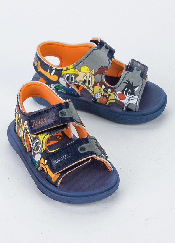 Sandalia Looney Tunes em Obras Baby Marinho