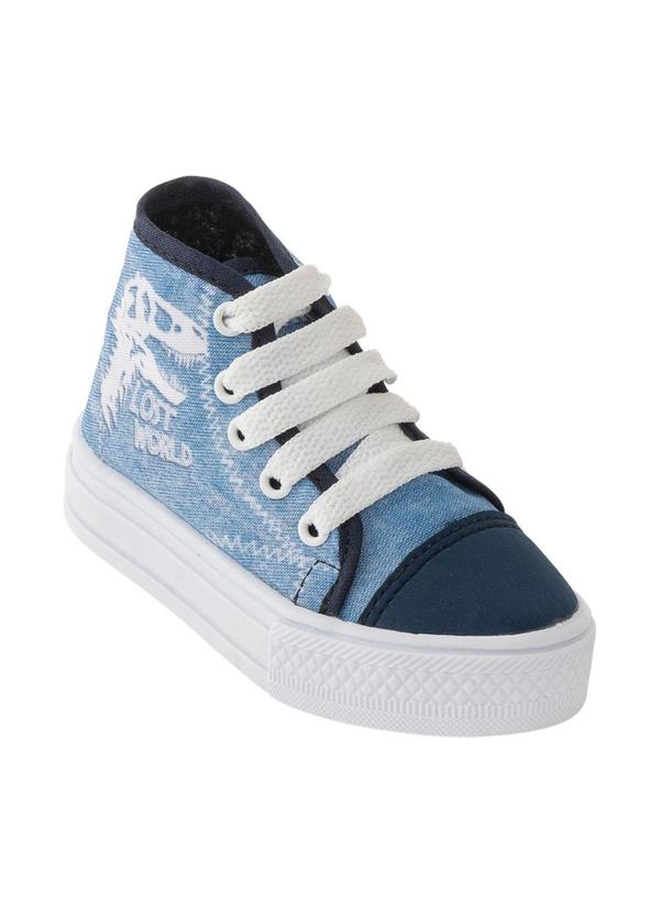 Vista 2 Tenis Infantil Azul em Tecido Perfecta Perfecta