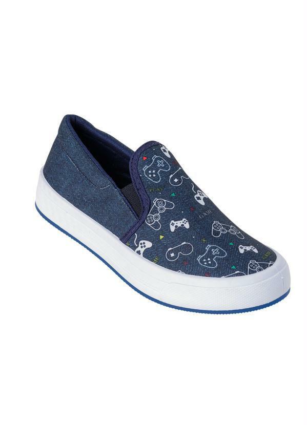 Tênis Infantil Jeans com Estampa de Game