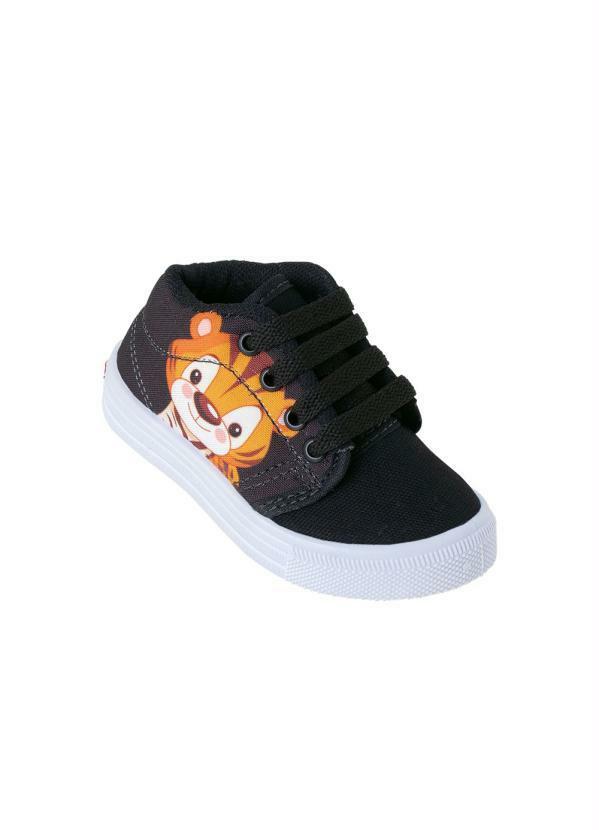 Tênis Infantil Preto com Estampa de Tigre
