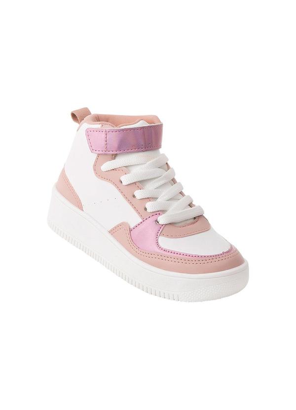 Vista 2 Tênis Infantil Rosa com Detalhe de Velcro Perfecta Perfecta