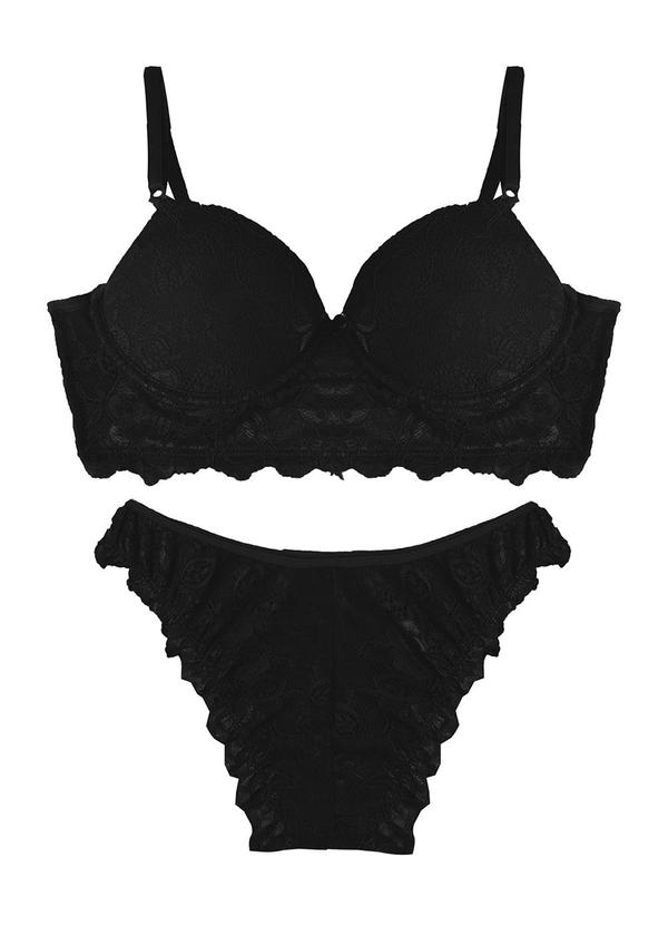 Conjunto Lingerie Feminina em Renda Preto