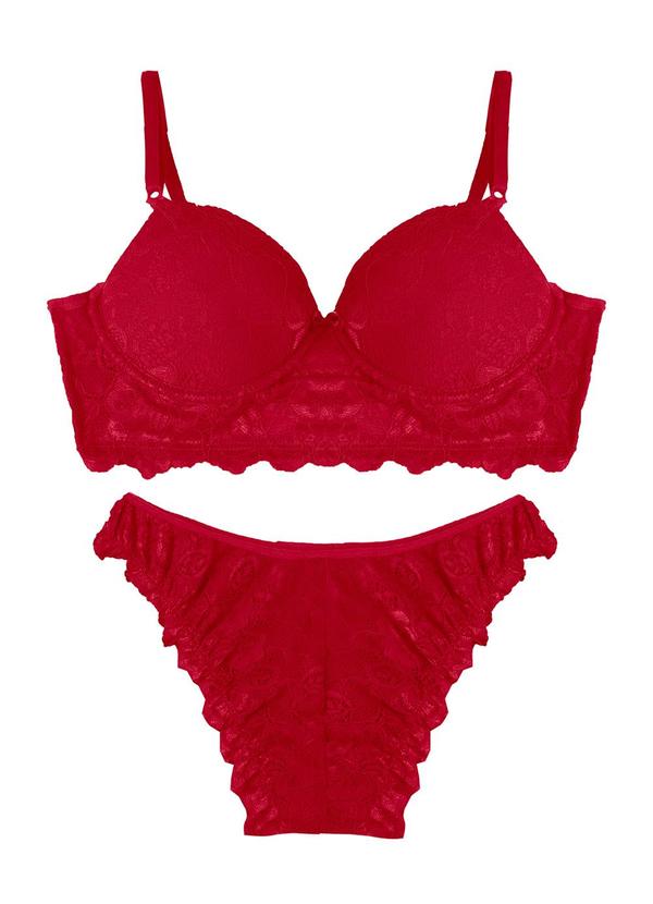 Conjunto Lingerie Feminina em Renda Vermelho