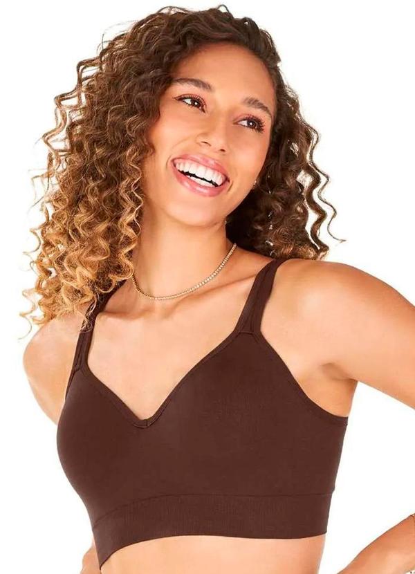 Vista 2 Sutiã Comfort Duplo Alças Largas Marrom Rovitex Rovitex