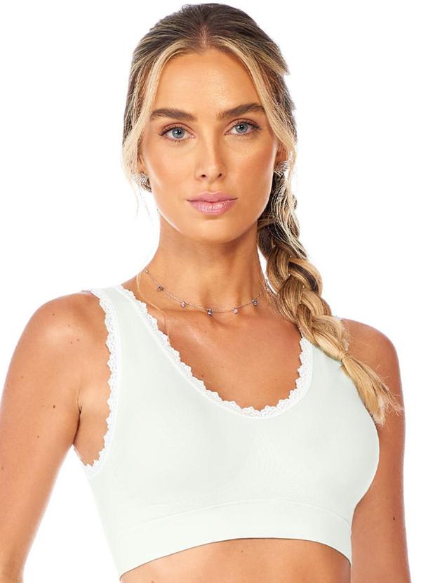 Vista 2 Top com Renda e Bojo Removível Branco Rovitex Rovitex