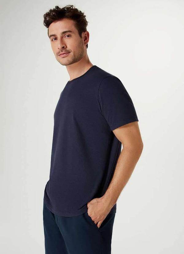 Vista 2 Camiseta Basica Unissex Mangas Curtas World Azul Hering Hering
