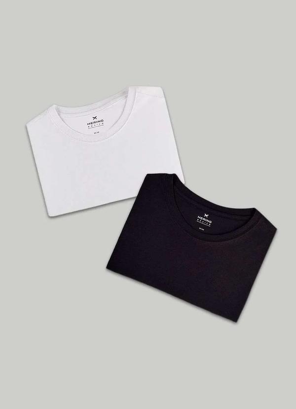 Vista 2 Kit com 2 Camisetas Masculinas Basicas Branco Hering Hering