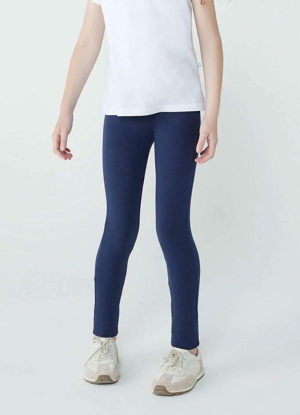 Vista 2 Calca Legging Basica Infantil Menina Tradicional Azul Hering Hering